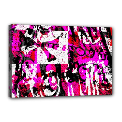 Pink Checker Graffiti Canvas 18  x 12  (Stretched) from ArtsNow.com