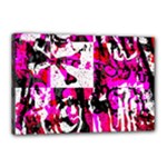 Pink Checker Graffiti Canvas 18  x 12  (Stretched)