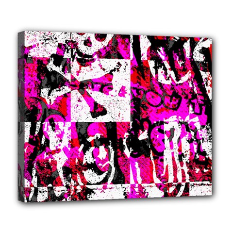 Pink Checker Graffiti Deluxe Canvas 24  x 20  (Stretched) from ArtsNow.com