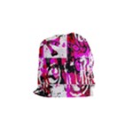 Pink Checker Graffiti Drawstring Pouch (Small)