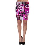 Pink Checker Graffiti Bodycon Skirt