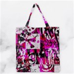 Pink Checker Graffiti Grocery Tote Bag