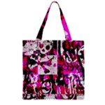 Pink Checker Graffiti Zipper Grocery Tote Bag