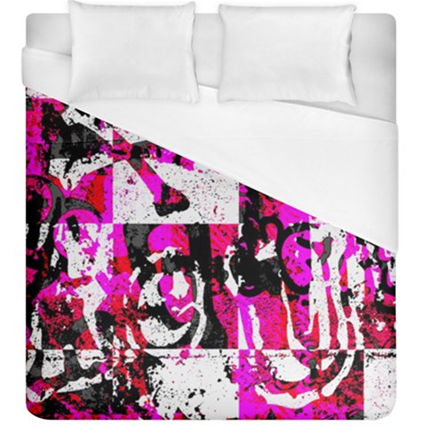Pink Checker Graffiti Duvet Cover (King Size) from ArtsNow.com