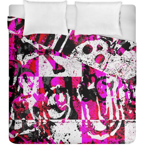 Pink Checker Graffiti Duvet Cover Double Side (King Size) from ArtsNow.com