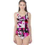 Pink Checker Graffiti One Piece Swimsuit
