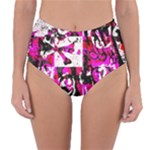 Pink Checker Graffiti Reversible High-Waist Bikini Bottoms