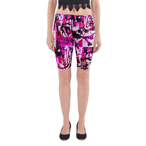 Pink Checker Graffiti Yoga Cropped Leggings from ArtsNow.com