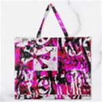 Pink Checker Graffiti Zipper Large Tote Bag