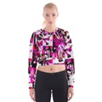 Pink Checker Graffiti Cropped Sweatshirt