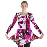 Pink Checker Graffiti Long Sleeve Tunic 