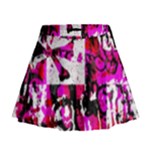 Pink Checker Graffiti Mini Flare Skirt