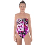 Pink Checker Graffiti Tie Back One Piece Swimsuit