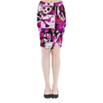 Pink Checker Graffiti Midi Wrap Pencil Skirt