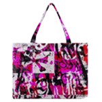 Pink Checker Graffiti Zipper Medium Tote Bag