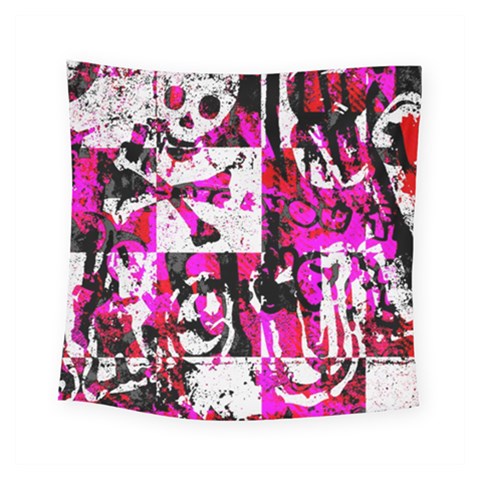 Pink Checker Graffiti Square Tapestry (Small) from ArtsNow.com