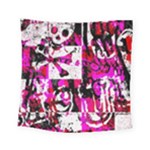 Pink Checker Graffiti Square Tapestry (Small)