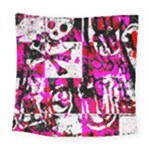 Pink Checker Graffiti Square Tapestry (Large)