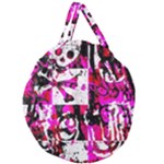 Pink Checker Graffiti Giant Round Zipper Tote