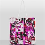 Pink Checker Graffiti Full Print Rope Handle Tote (Large)