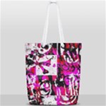 Pink Checker Graffiti Full Print Rope Handle Tote (Small)
