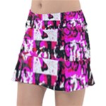 Pink Checker Graffiti Tennis Skirt