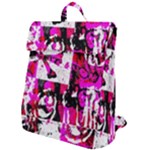 Pink Checker Graffiti Flap Top Backpack