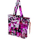 Pink Checker Graffiti Drawstring Tote Bag