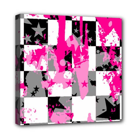 Pink Star Splatter Mini Canvas 8  x 8  (Stretched) from ArtsNow.com