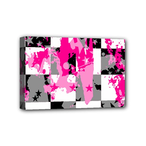 Pink Star Splatter Mini Canvas 6  x 4  (Stretched) from ArtsNow.com