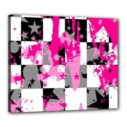 Pink Star Splatter Canvas 24  x 20  (Stretched) from ArtsNow.com