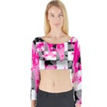 Pink Star Splatter Long Sleeve Crop Top