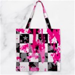 Pink Star Splatter Zipper Grocery Tote Bag