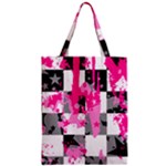 Pink Star Splatter Zipper Classic Tote Bag