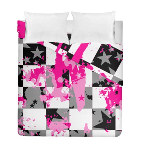 Pink Star Splatter Duvet Cover Double Side (Full/ Double Size) from ArtsNow.com