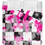 Pink Star Splatter Duvet Cover Double Side (King Size)