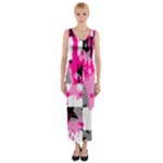 Pink Star Splatter Fitted Maxi Dress