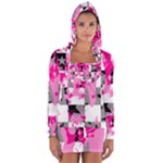 Pink Star Splatter Long Sleeve Hooded T-shirt