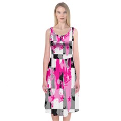 Pink Star Splatter Midi Sleeveless Dress from ArtsNow.com