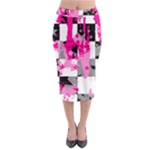 Pink Star Splatter Midi Pencil Skirt