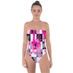 Pink Star Splatter Tie Back One Piece Swimsuit