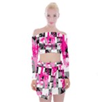 Pink Star Splatter Off Shoulder Top with Mini Skirt Set