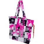 Pink Star Splatter Drawstring Tote Bag