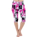 Pink Star Splatter Lightweight Velour Cropped Yoga Leggings