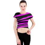 Pink Zebra Crew Neck Crop Top