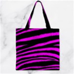 Pink Zebra Zipper Grocery Tote Bag