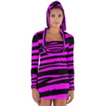 Pink Zebra Long Sleeve Hooded T-shirt