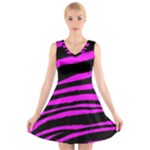Pink Zebra V-Neck Sleeveless Dress