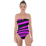 Pink Zebra Tie Back One Piece Swimsuit