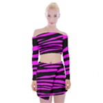 Pink Zebra Off Shoulder Top with Mini Skirt Set